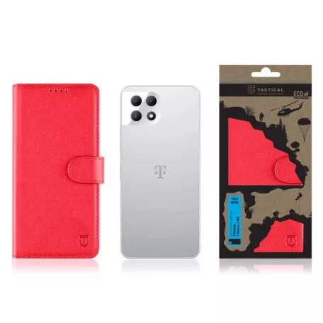 Tactical Field Notes T-Mobile T Phone 2 Pro 5G oldalra nyíló mágneses könyv tok szilikon belsővel piros