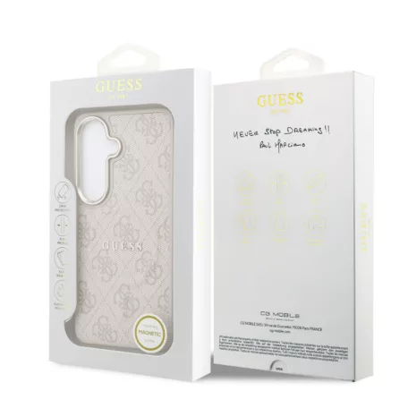 Guess PU Leather Gold Frame MagSafe Samsung S942 Galaxy S26 hátlapvédő tok pink (GUHMS26SP4MSEGCP)