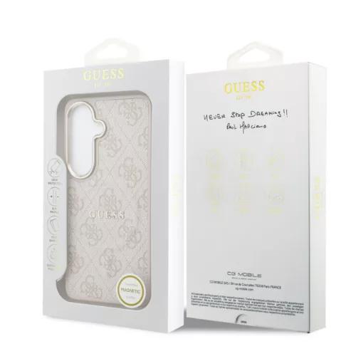 Guess PU Leather Gold Frame MagSafe Samsung S942 Galaxy S26 hátlapvédő tok pink (GUHMS26SP4MSEGCP)