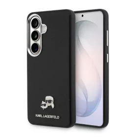  Karl Lagerfeld Grained PU Leather K&CH Samsung Galaxy S26 Plus hátlapvédő tok fekete (KLHMS26M6PFKCLK)