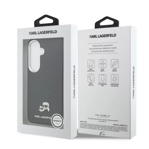 Karl Lagerfeld Grained PU Leather K&CH Samsung Galaxy S26 Plus hátlapvédő tok fekete (KLHMS26M6PFKCLK)