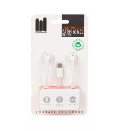 Roseland RE-100 vezetékes gyári Type-C sztereó headset fehér