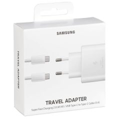   BLISZTERES Samsung EP-TA845XWEGWW gyári hálózati fehér gyorstöltő 5A EP-DN975BWE fehér gyári Type-c - Type-c adatkábel 1m 45W