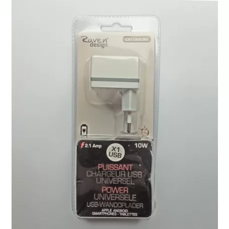 Raven Design hálózati töltő USB-A csatlakozóval, 2.1A 10W