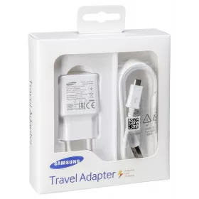   BLISZTERES Samsung EP-TA20EWE gyári hálózati fehér gyorstöltő 2A ECB-DU4EWE fehér gyári micro USB adatkábellel 1.5m 15W