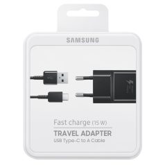   BLISZTERES Samsung EP-TA20EBE gyári hálózati fekete gyorstöltő 2A EP-DW720CBE fekete gyári Type-c adatkábellel 1.5m 15W