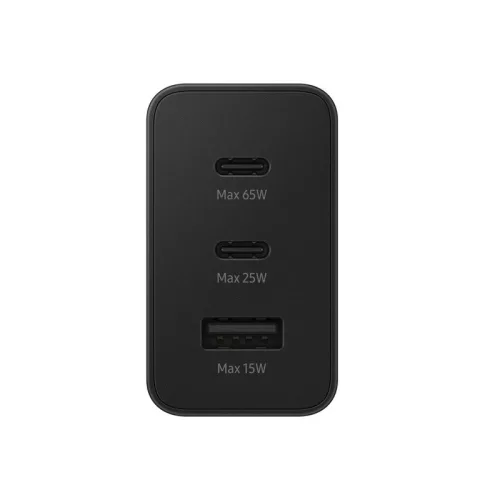 BLISZTERES Samsung Trio EP-T6530XBEGEU gyári hálózati fekete gyorstöltő 65W gyári Type-C - Type-C adatkábel 1.8m 5A