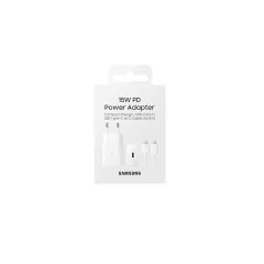   BLISZTERES Samsung EP-T1510XWEGEU gyári hálózati fehér gyorstöltő 2A EP-DA705BWEGWW fehér gyári Type-C - Type-C adatkábellel 1.0m 15W