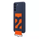 Samsung Silicone Cover S906 Galaxy S22 Plus (2022) gyári kék hátlapvédő tok szíjjal (EF-GS906TNEGWW)