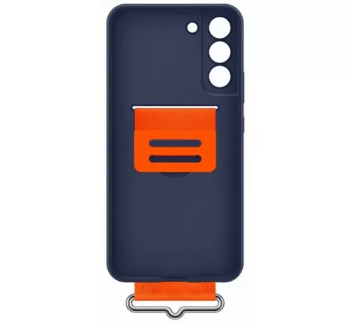 Samsung Silicone Cover S906 Galaxy S22 Plus (2022) gyári kék hátlapvédő tok szíjjal (EF-GS906TNEGWW)