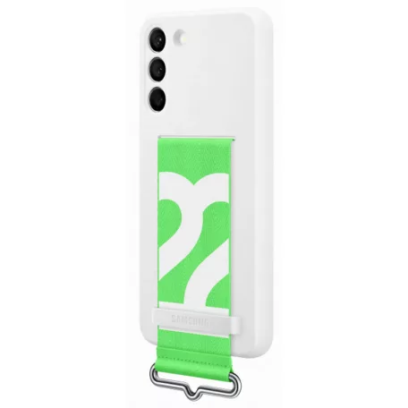 Samsung Silicone Cover S906 Galaxy S22 Plus (2022) gyári fehér hátlapvédő tok szíjjal (EF-GS906TWEGWW)