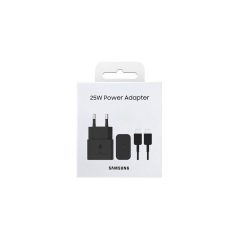   BLISZTERES Samsung EP-T2510XBEGEU gyári hálózati fekete gyorstöltő 25W Type-C - Type-C adatkábellel