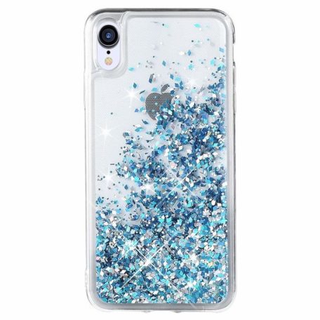 Liquid Glitter - Huawei Y7 (2019) kék szilikon tok