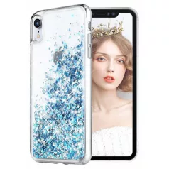 Liquid Glitter - Huawei Y7 (2019) kék szilikon tok