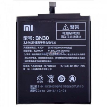 Xiaomi BN30 gyári akkumulátor Li-Ion 3120mAh (Xiaomi Redmi 4A)