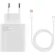Csomagajánlat - Xiaomi MDY-14-EW gyári hálózati fehér gyors (Turbo) töltőfej 6,2A 67W USB - Type-C gyorstöltő adatkábellel 1m 6A