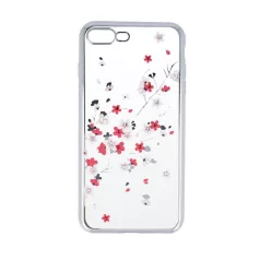   Virágmintás köves tok - Huawei P30 vékony szilikon tok ezüst