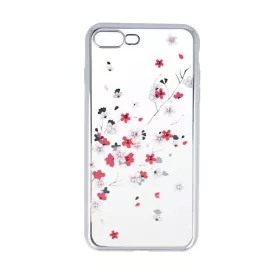   Virágmintás köves tok - Huawei P30 vékony szilikon tok ezüst