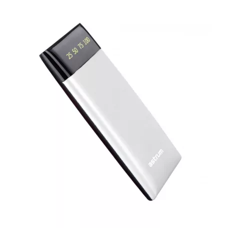Astrum PB540 fehér Power Bank 6000MAH LED kijelzővel, 2A input, 2,1A/1A output, Li-Polymer akkucellákkal új verzió 10W