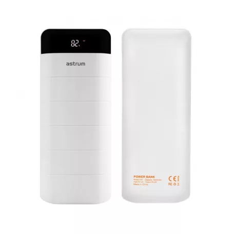 Astrum PB130 V2 gumírozott külső akkumulátor 13000mAh 2X USB, 2A input, 2A output fehér 10W