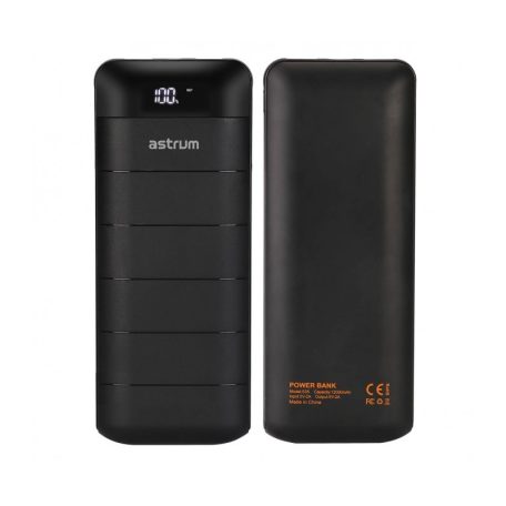 Astrum PB130 V2 gumírozott külső akkumulátor 13000mAh 2X USB, 2A input, 2A output fekete 10W
