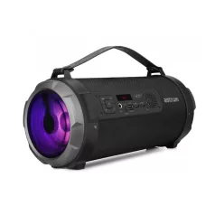   Astrum ST390 fekete gumírozott hordozható bluetooth hangszóró FM rádióval, micro SD olvasóval, karpánttal, LED világítással, AUX, USB, EQ, 35W