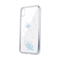   Virágmintás köves tok (Lotus) - Huawei P30 vékony szilikon tok ezüst