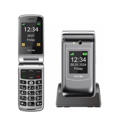  Beafon SL646 kártyafüggetlen kinyitható mobiltelefon SOS gombbal, dokkolóval, ezüst