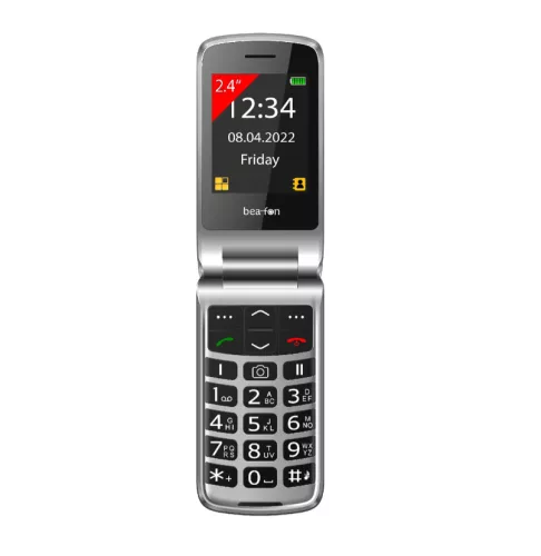Beafon SL605 (2025) kártyafüggetlen kinyitható mobiltelefon SOS gombbal, dokkolóval, fekete