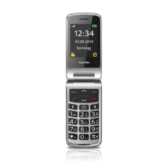   Beafon SL495 (2025) kártyafüggetlen kinyitható mobiltelefon SOS gombbal, dokkolóval, fekete-ezüst