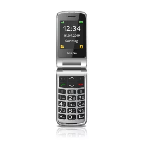   Beafon SL495 (2025) kártyafüggetlen kinyitható mobiltelefon SOS gombbal, dokkolóval, fekete-ezüst