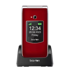   Beafon SL605 (2025) kártyafüggetlen kinyitható mobiltelefon SOS gombbal, dokkolóval, piros