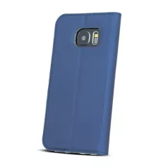   Smart Look Huawei Y7 Prime (2018) oldalra nyíló bőrhatású ablakos könyv tok szilikon belsővel sötétkék