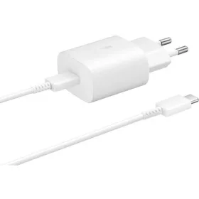   Csomagajánlat - Samsung EP-TA800XWEGWW gyári hálózati fehér gyorstöltő 3A Type - C bemenettel 25W EP-DG977BWE Type-C - Type-C adatkábellel 1m