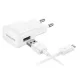 Csomagajánlat - Samsung EP-TA20EWE gyári hálózati fehér gyorstöltő 2A 15W USB - micro USB fehér adatkábellel 1,5m ECB-DU4EWE