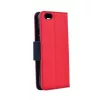 Fancy Apple iPhone X / XS oldalra nyíló mágneses könyv tok szilikon belsővel piros - kék