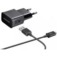   Csomagajánlat - Samsung gyári hálózati fekete töltőfej 2A (ETAU90EBE) 10W USB - micro USB adatkábellel 1m ECB-DU5ABE, ECB-DU4ABE