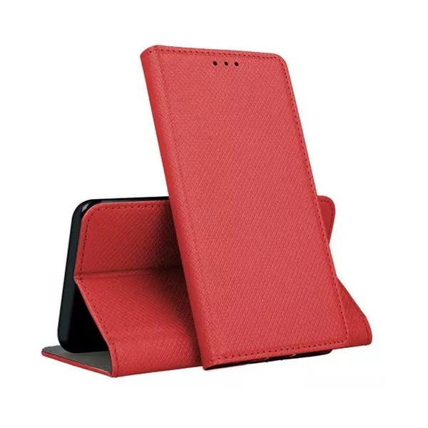 Smart magnet Xiaomi Redmi Note 12 Pro 5G oldalra nyíló mágneses könyv tok szilikon belsővel piros