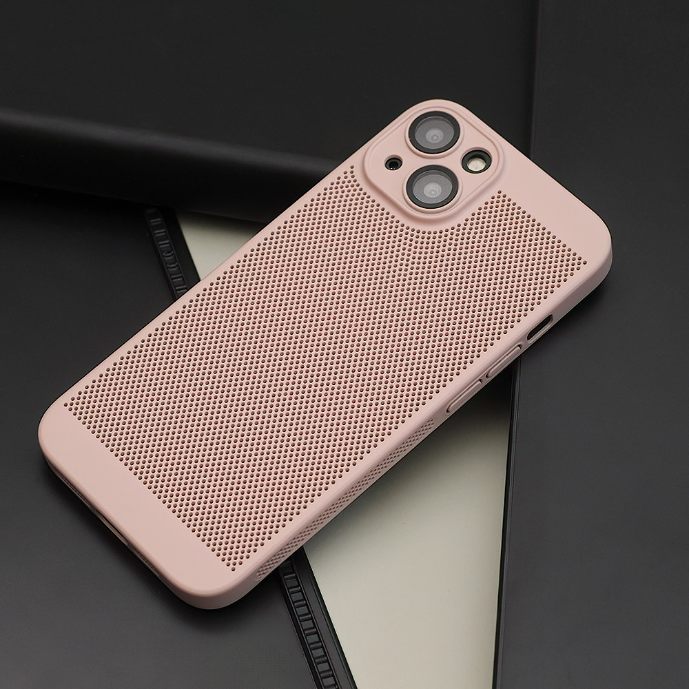 Airy - Apple iPhone 13 (6.1) kameravédős, perforált pink tok