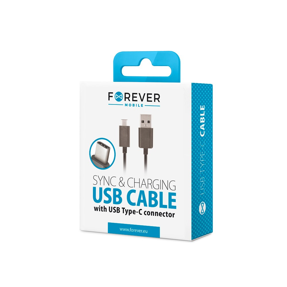 Forever USB - Type-C fekete adatkábel 1A 1m