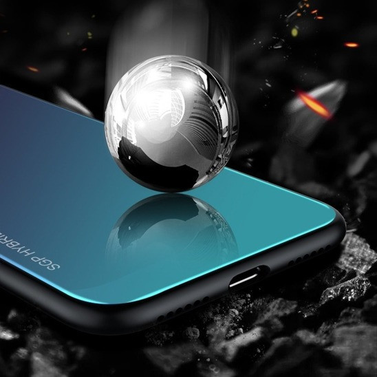 Rainbow szilikon tok üveg hátlappal - Samsung A515 Galaxy A51 (2020) kék