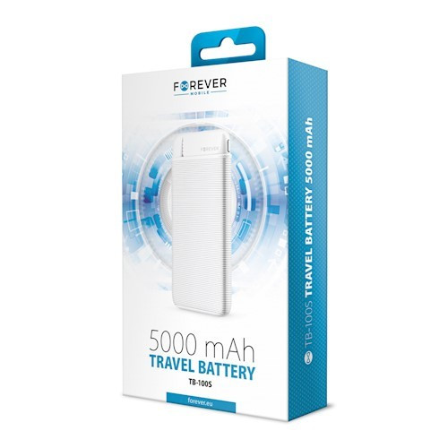 Forever TB-100S power bank 1x USB foglalattal 5000mAh fehér (max 2,1A) 10W
