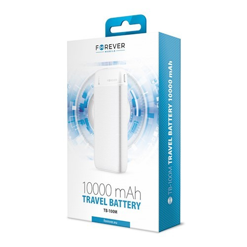 Forever TB-100M power bank 1x USB foglalattal 10000mAh fehér (max 2,1A) 10W